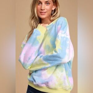 Lulus Pastel Multi Tie-Dye Pullover Sweatshirt